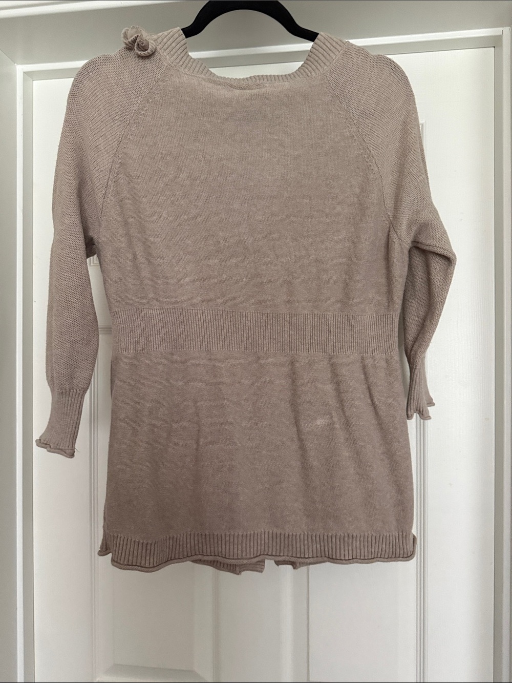 Dkny Taupe Ruffle-Trim Button-Front Cardigan - Picture 2 of 4